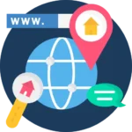 Icon representing on-page SEO with visual elements like tags and optimization symbols.