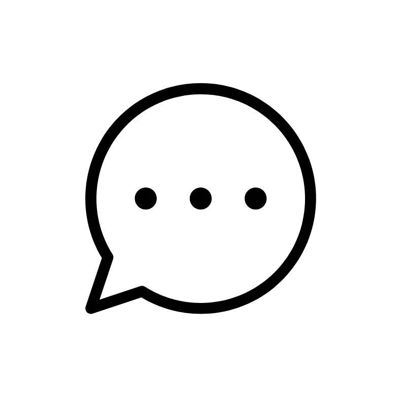 Icon with chat bubble representing live support or conversation option for visitors.