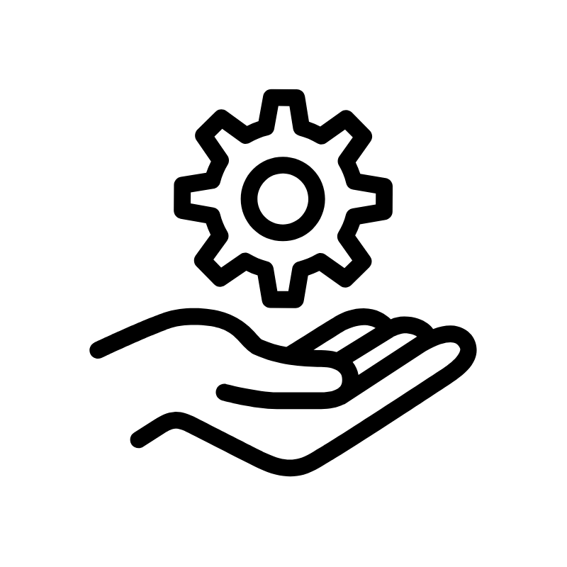 Icon representing digital marketing services with gear, checklist, or multi-feature symbol.