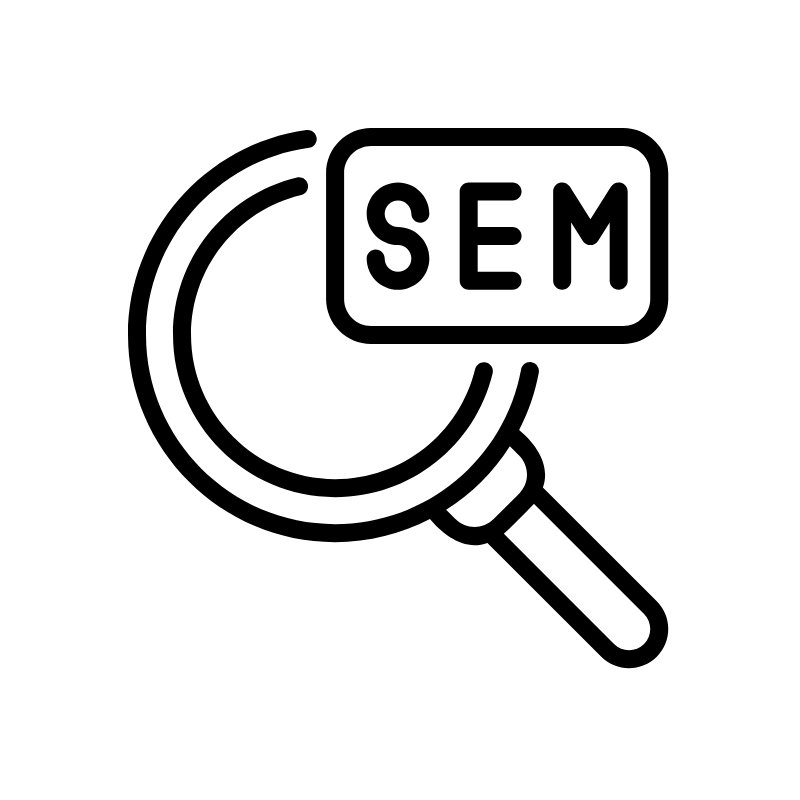 Icon for search engine marketing showing ads or search results.